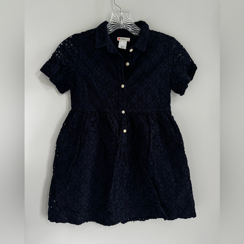 Crewcuts Navy Blue Eyelet Dress